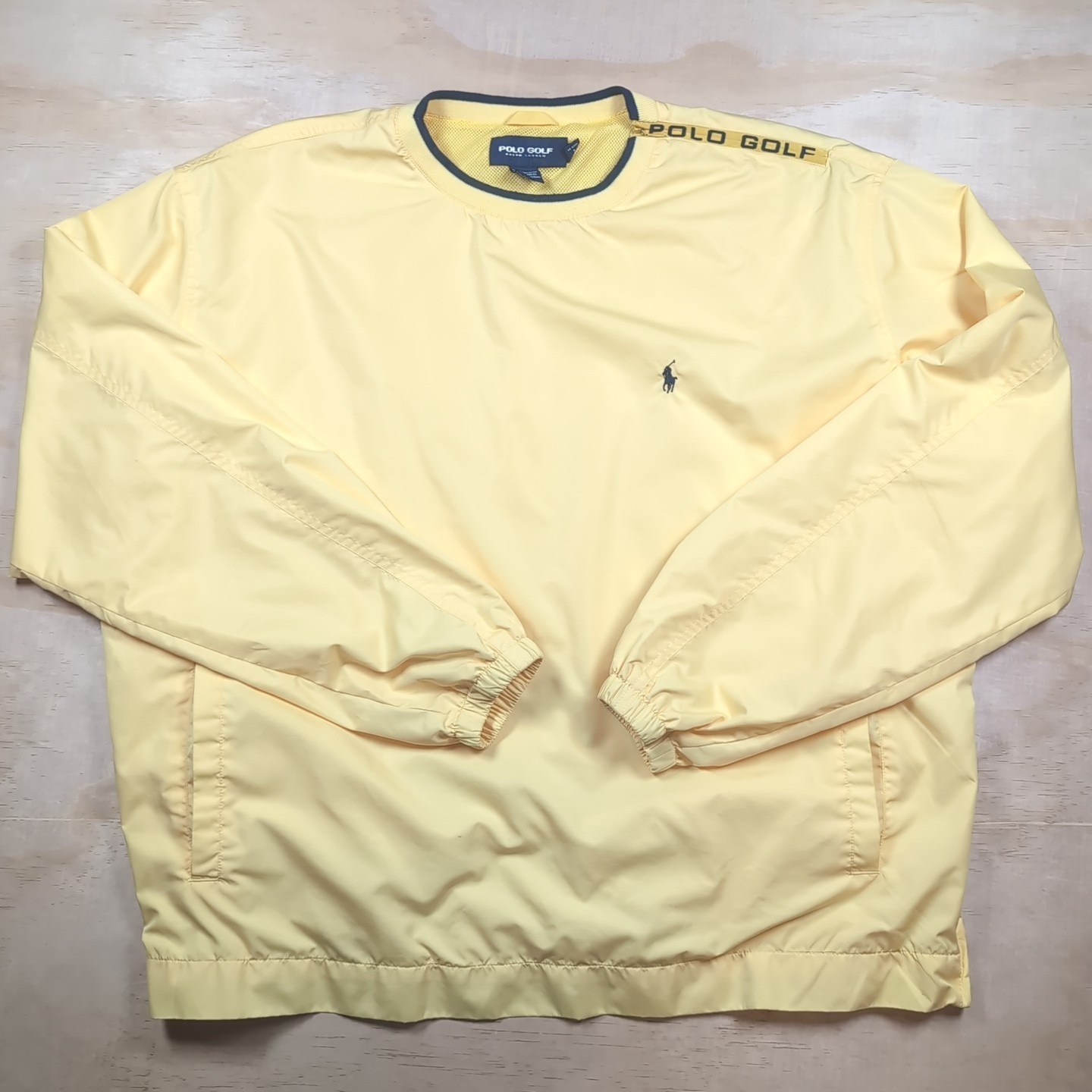 Vintage Polo Golf Windbreaker Mens Xl Yellow Ralph Lauren Side Zip Baggy Mesh
